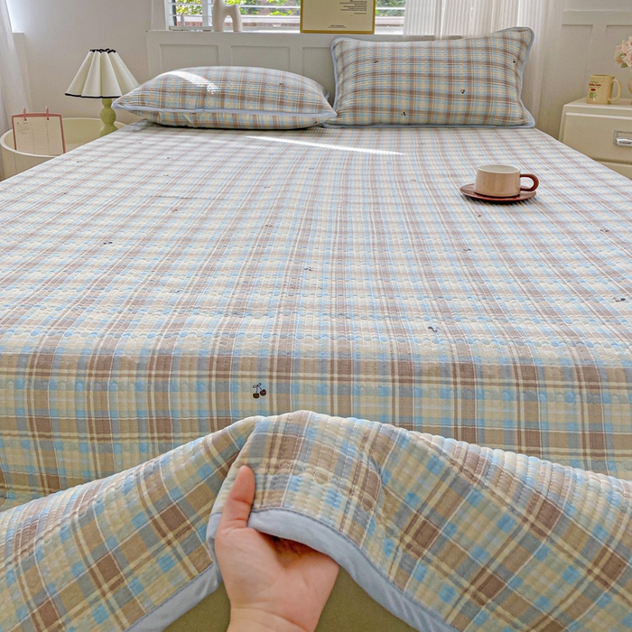 91家纺网 家纺一手货源 找家纺 （总）金丝兔 2025新款小清新亲肤印花水洗棉单床盖 夹棉床盖 床盖三件套