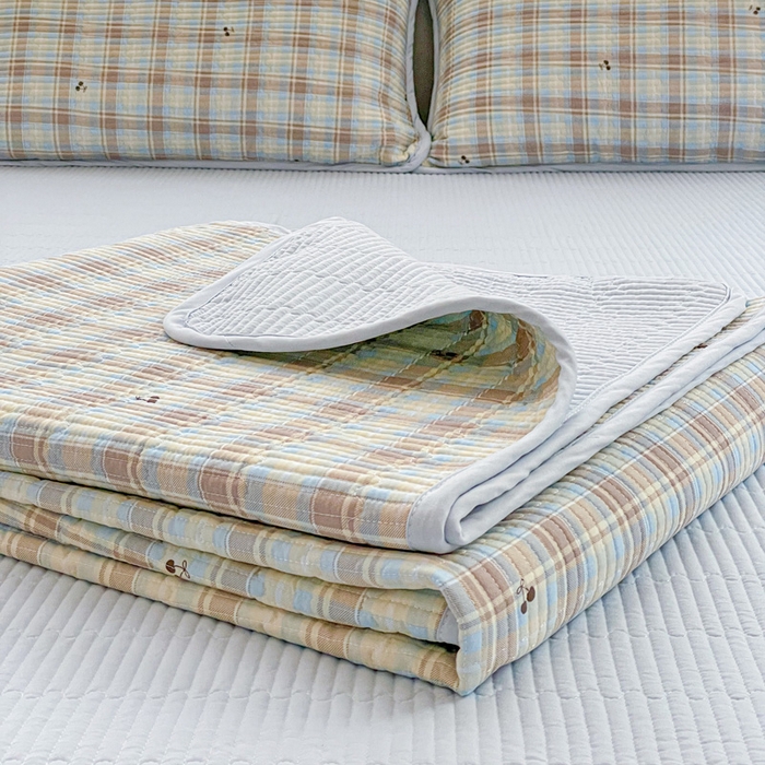 91家纺网 家纺一手货源 找家纺 （总）金丝兔 2025新款小清新亲肤印花水洗棉单床盖 夹棉床盖 床盖三件套