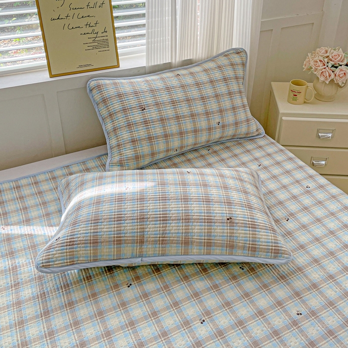 91家纺网 家纺一手货源 找家纺 （总）金丝兔 2025新款小清新亲肤印花水洗棉单床盖 夹棉床盖 床盖三件套