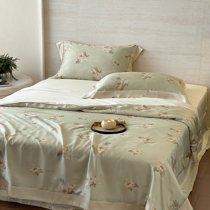 91家纺网 家纺一手货源 找家纺 张公子婚庆馆 2025新款天丝数码印花夏被四件套-花间束影系列【控价；不低于单夏被268/288 夏被四件套368/388】 椿野