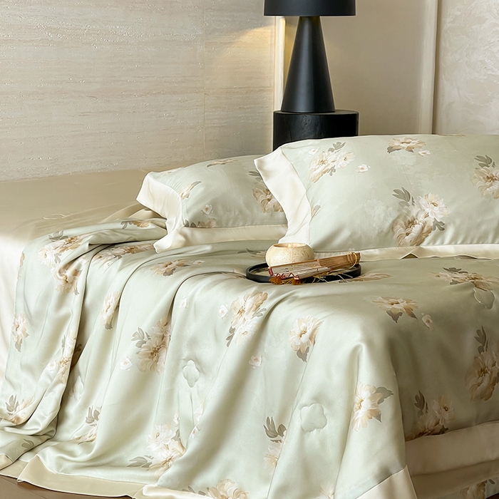 91家纺网 家纺一手货源 找家纺 张公子婚庆馆 2025新款天丝数码印花夏被四件套-花间束影系列【控价；不低于单夏被268/288 夏被四件套368/388】 椿野