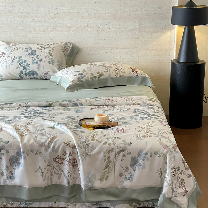 91家纺网 家纺一手货源 找家纺 张公子婚庆馆 2025新款天丝数码印花夏被四件套-花间束影系列【控价；不低于单夏被268/288 夏被四件套368/388】 观夏
