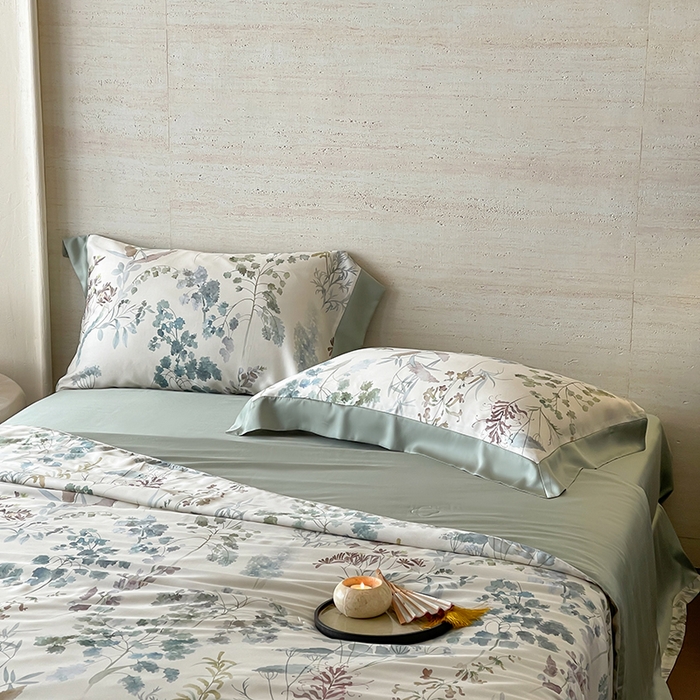 91家纺网 家纺一手货源 找家纺 张公子婚庆馆 2025新款天丝数码印花夏被四件套-花间束影系列【控价；不低于单夏被268/288 夏被四件套368/388】 观夏