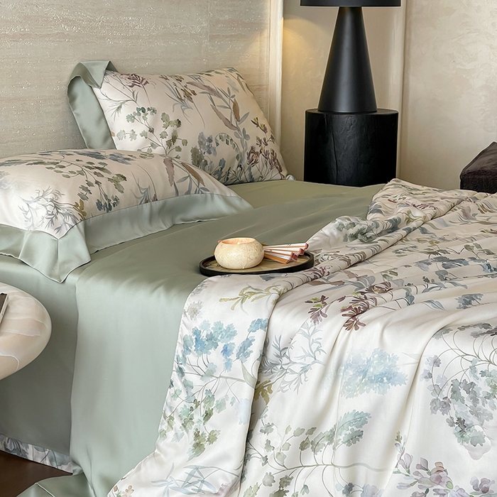 91家纺网 家纺一手货源 找家纺 张公子婚庆馆 2025新款天丝数码印花夏被四件套-花间束影系列【控价；不低于单夏被268/288 夏被四件套368/388】 观夏