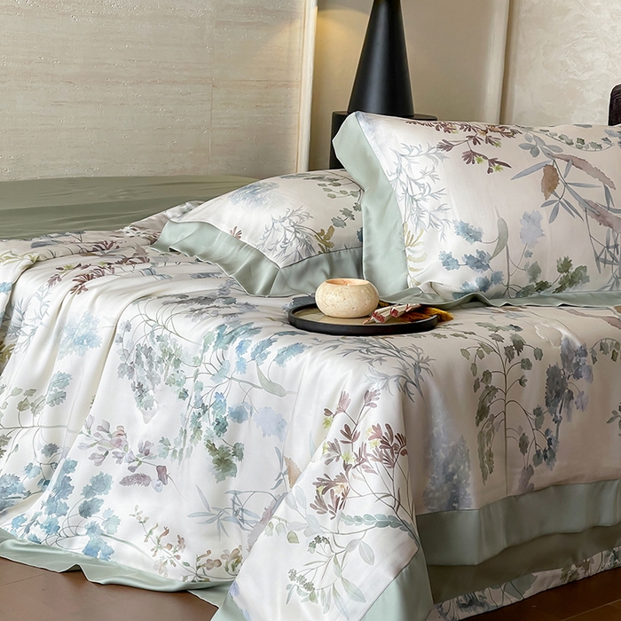 91家纺网 家纺一手货源 找家纺 张公子婚庆馆 2025新款天丝数码印花夏被四件套-花间束影系列【控价；不低于单夏被268/288 夏被四件套368/388】 观夏