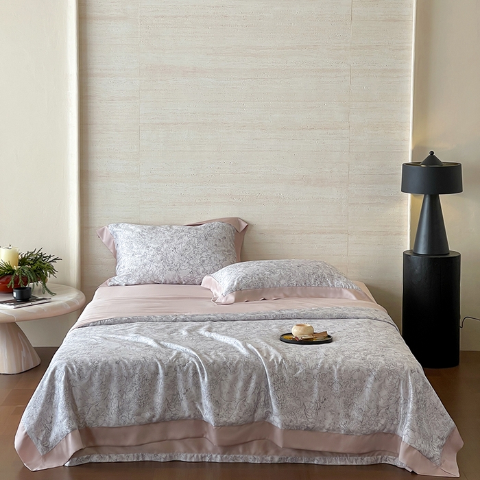 张公子婚庆馆 2025新款天丝数码印花夏被四件套-花间束影系列【控价；不低于单夏被268/288 夏被四件套368/388】 木槿