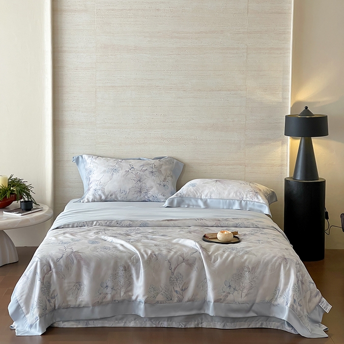 张公子婚庆馆 2025新款天丝数码印花夏被四件套-花间束影系列【控价；不低于单夏被268/288 夏被四件套368/388】 叶繁