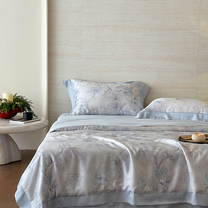 91家纺网 家纺一手货源 找家纺 张公子婚庆馆 2025新款天丝数码印花夏被四件套-花间束影系列【控价；不低于单夏被268/288 夏被四件套368/388】 叶繁