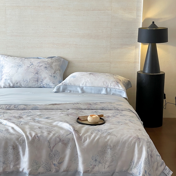 91家纺网 家纺一手货源 找家纺 张公子婚庆馆 2025新款天丝数码印花夏被四件套-花间束影系列【控价；不低于单夏被268/288 夏被四件套368/388】 叶繁