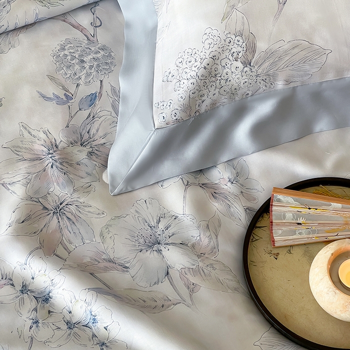 91家纺网 家纺一手货源 找家纺 张公子婚庆馆 2025新款天丝数码印花夏被四件套-花间束影系列【控价；不低于单夏被268/288 夏被四件套368/388】 叶繁