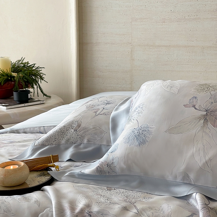 91家纺网 家纺一手货源 找家纺 张公子婚庆馆 2025新款天丝数码印花夏被四件套-花间束影系列【控价；不低于单夏被268/288 夏被四件套368/388】 叶繁