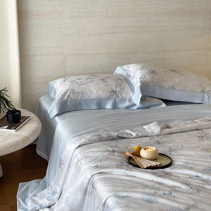 91家纺网 家纺一手货源 找家纺 张公子婚庆馆 2025新款天丝数码印花夏被四件套-花间束影系列【控价；不低于单夏被268/288 夏被四件套368/388】 叶繁