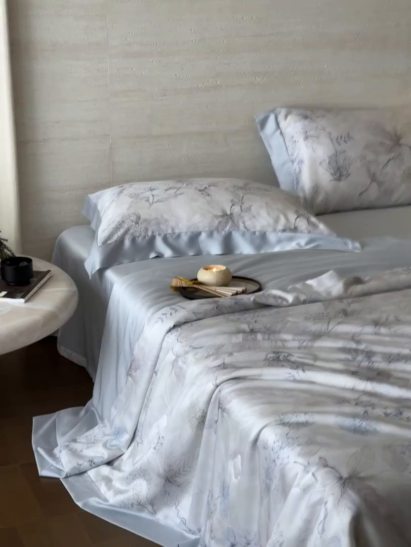 91家纺网 家纺一手货源 找家纺 张公子婚庆馆 2025新款天丝数码印花夏被四件套-花间束影系列【控价；不低于单夏被268/288 夏被四件套368/388】 叶繁