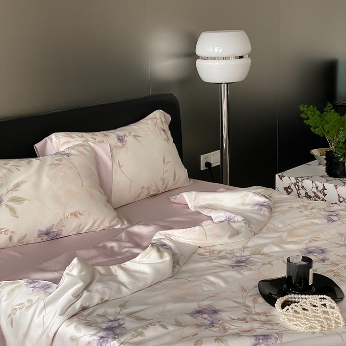 91家纺网 家纺一手货源 找家纺 张公子婚庆馆 2025新款天丝数码印花夏被四件套-花间束影系列【控价；不低于单夏被268/288 夏被四件套368/388】 紫妍