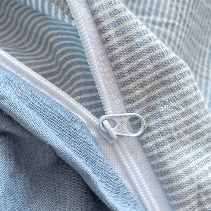 91家纺网 家纺一手货源 找家纺 恋人优选 2025新款条纹全棉纯棉水洗系列单被套 被套单件 流年雾蓝