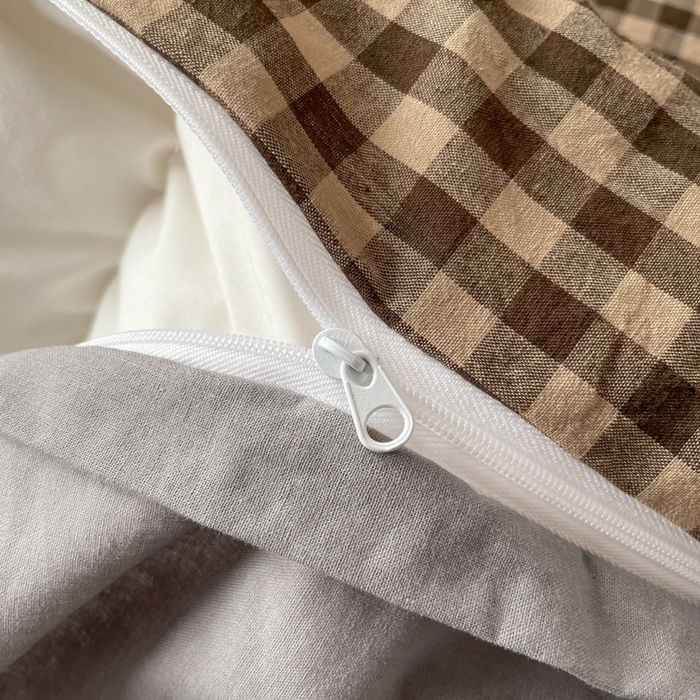 91家纺网 家纺一手货源 找家纺 恋人优选 2025新款条纹全棉纯棉水洗系列单被套 被套单件 素格-咖