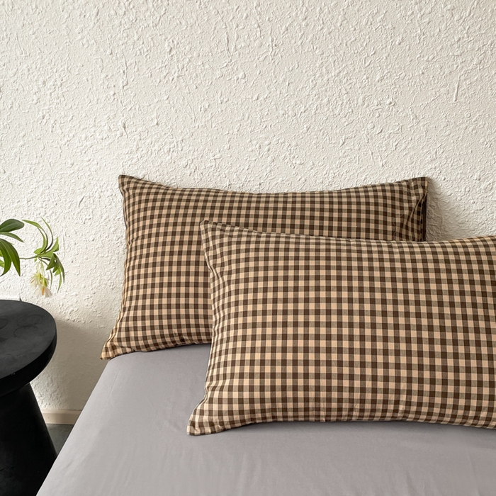 91家纺网 家纺一手货源 找家纺 恋人优选 2025新款条纹全棉纯棉水洗系列单被套 被套单件 素格-咖