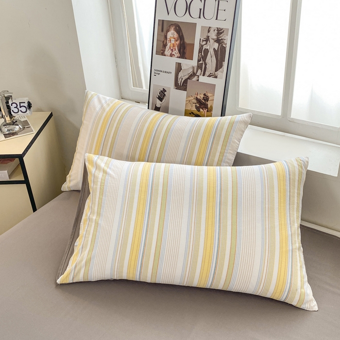 91家纺网 家纺一手货源 找家纺 恋人优选 2025新款条纹全棉纯棉水洗系列四件套 西蒙-黄