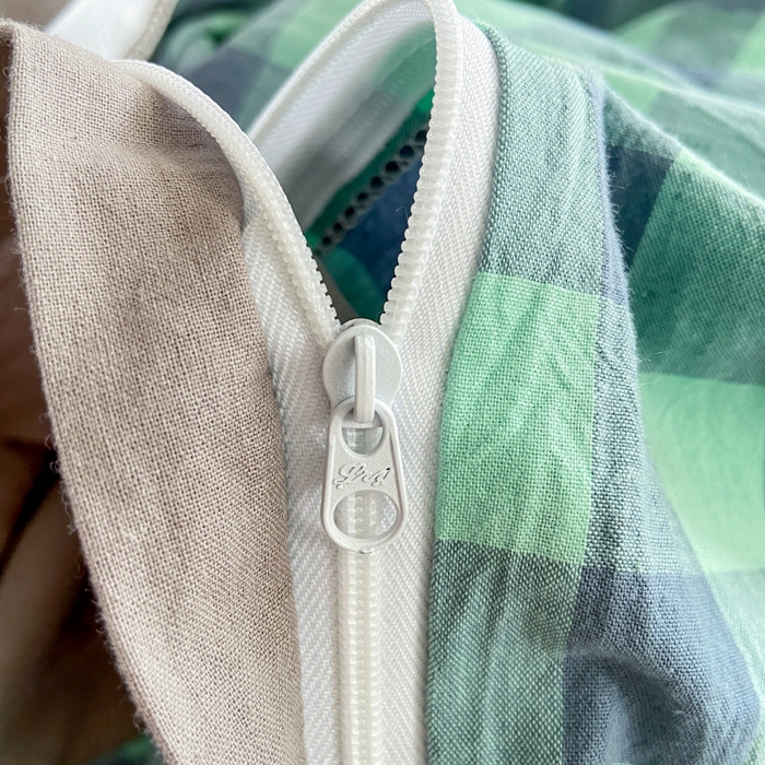 91家纺网 家纺一手货源 找家纺 恋人优选 2025新款A类全棉纯棉水洗棉系列(AB版)单被套 被套单件 蓝绿格(AB版)