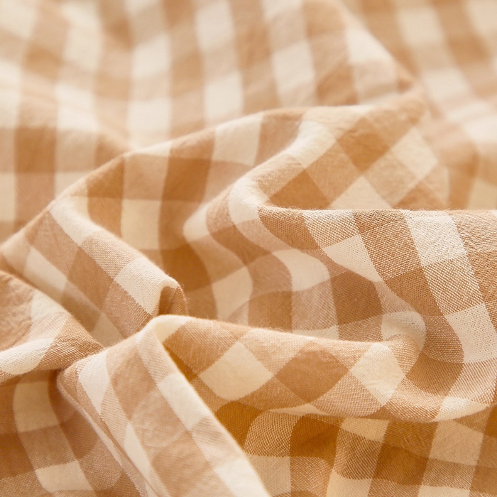 91家纺网 家纺一手货源 找家纺 恋人优选 2025新款A类全棉纯棉水洗棉系列(AB版)单被套 被套单件 米小格+米色(AB版)