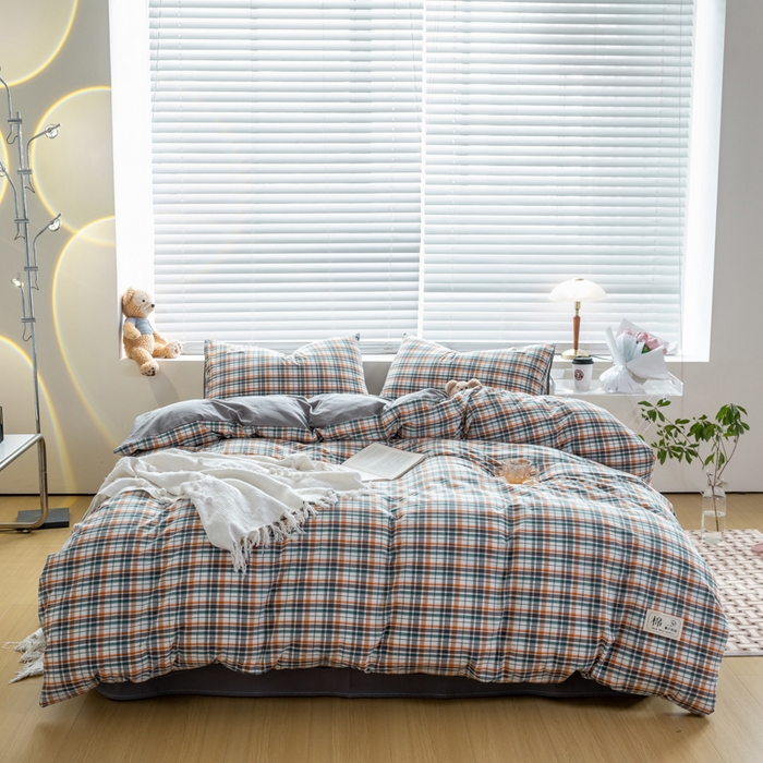 91家纺网 家纺一手货源 找家纺 恋人优选 2025新款A类全棉纯棉水洗棉系列(AB版)单被套 被套单件 朋克+浅灰(AB版)