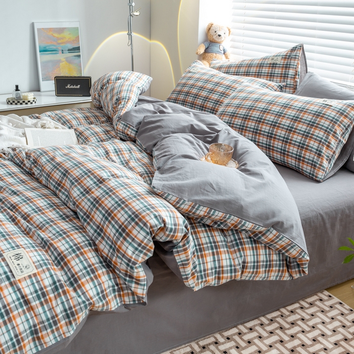 91家纺网 家纺一手货源 找家纺 恋人优选 2025新款A类全棉纯棉水洗棉系列(AB版)单被套 被套单件 朋克+浅灰(AB版)