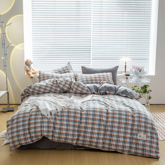 91家纺网 家纺一手货源 找家纺 恋人优选 2025新款A类全棉纯棉水洗棉系列(AB版)单被套 被套单件 朋克+浅灰(AB版)