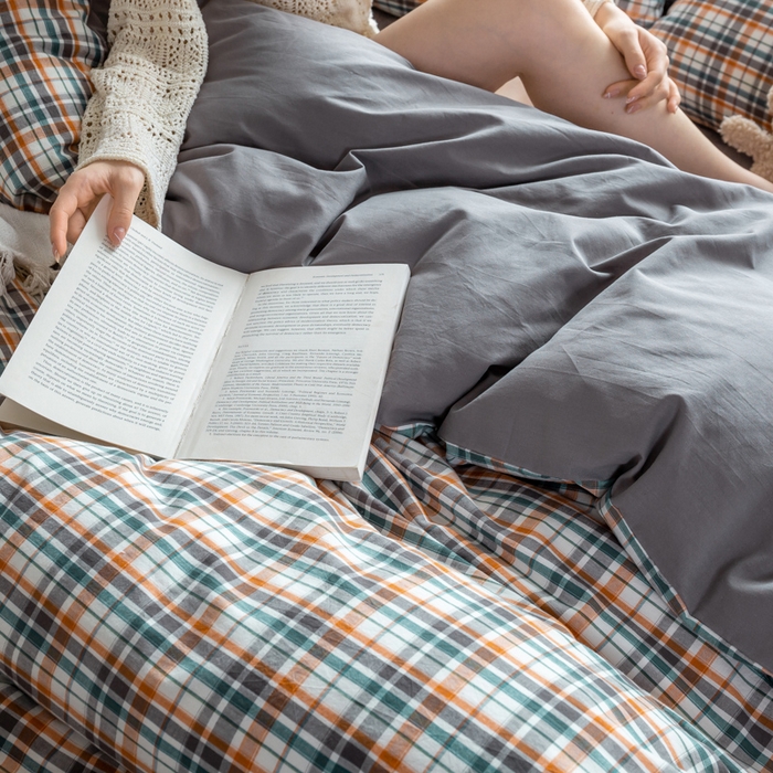 91家纺网 家纺一手货源 找家纺 恋人优选 2025新款A类全棉纯棉水洗棉系列(AB版)单被套 被套单件 朋克+浅灰(AB版)