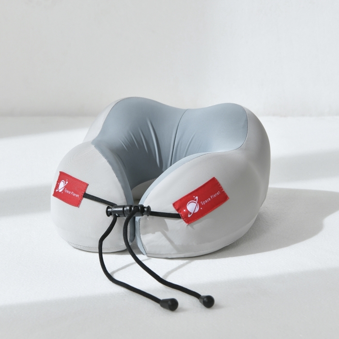 金喜 2025新款凉感U型枕记忆枕便携冰丝护颈枕差旅护颈枕头礼盒-双拼色系列 岩石灰双拼 礼盒