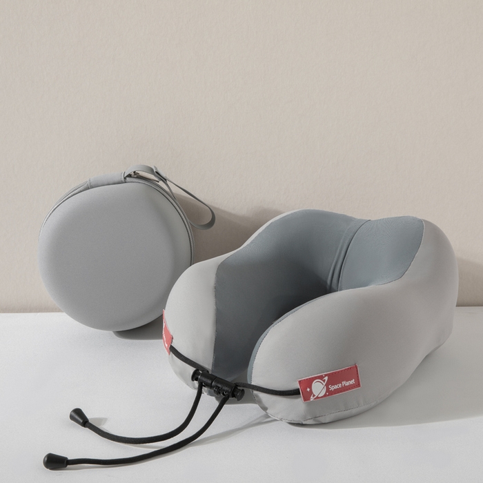 91家纺网 家纺一手货源 找家纺 金喜 2025新款凉感U型枕记忆枕便携冰丝护颈枕差旅护颈枕头礼盒-双拼色系列 岩石灰双拼 礼盒