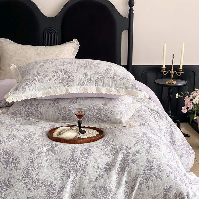 91家纺网 家纺一手货源 找家纺 （总）梦享生活家居2025新款色织全棉双层纱提花四件套