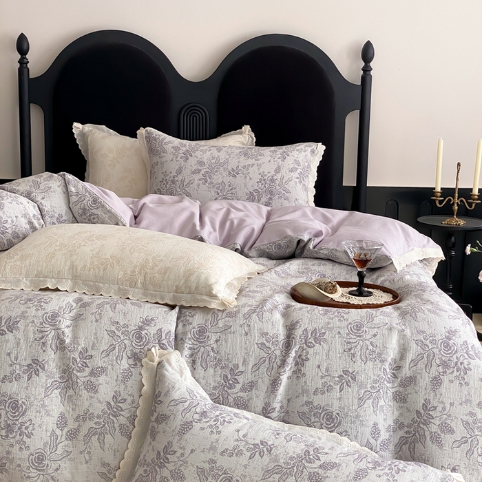 91家纺网 家纺一手货源 找家纺 （总）梦享生活家居2025新款色织全棉双层纱提花四件套