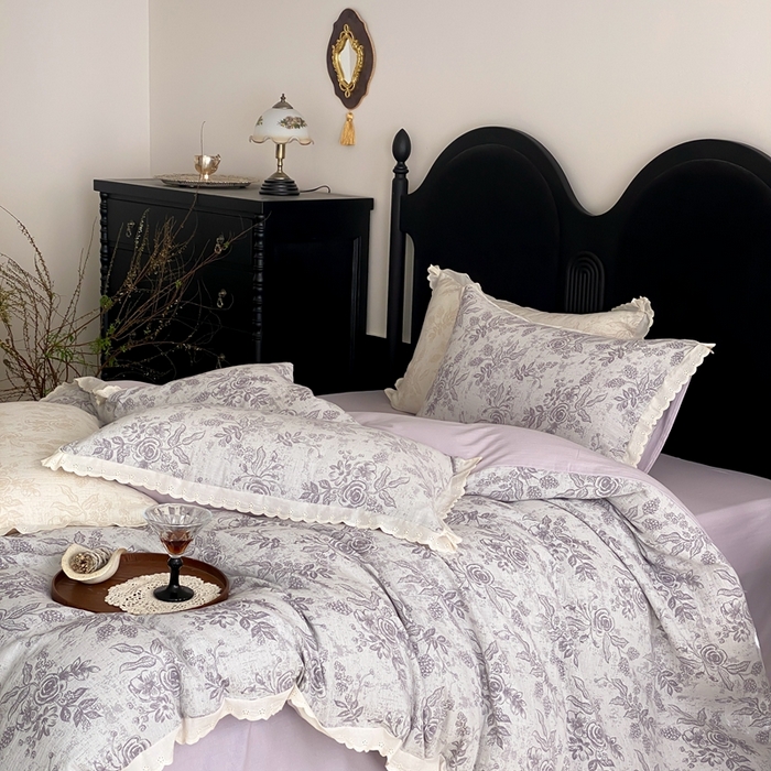 91家纺网 家纺一手货源 找家纺 （总）梦享生活家居2025新款色织全棉双层纱提花四件套