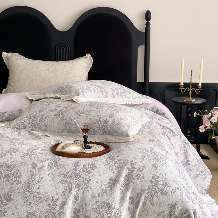 91家纺网 家纺一手货源 找家纺 （总）梦享生活家居2025新款色织全棉双层纱提花四件套