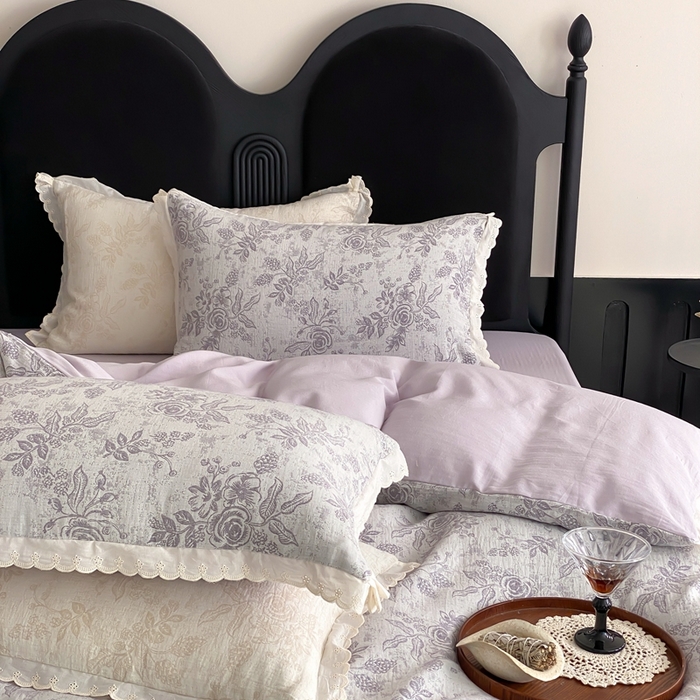 91家纺网 家纺一手货源 找家纺 （总）梦享生活家居2025新款色织全棉双层纱提花四件套