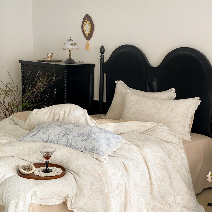 梦享生活家居2025新款色织全棉双层纱提花四件套 洛莉米