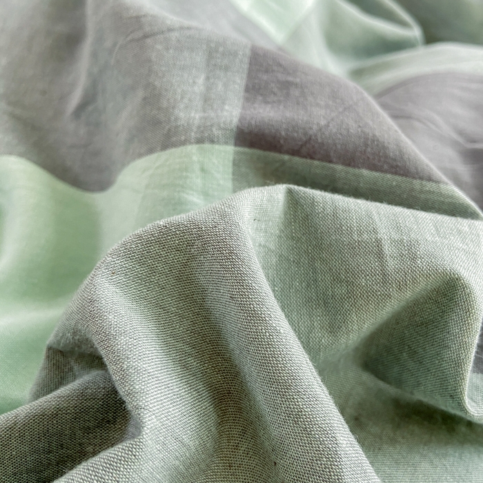 91家纺网 家纺一手货源 找家纺 恋人优选 2025新款A类全棉纯棉水洗棉系列(AB版)四件套 绿灰大格(AB版)