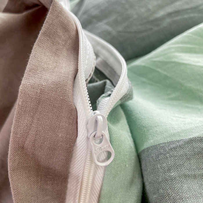 91家纺网 家纺一手货源 找家纺 恋人优选 2025新款A类全棉纯棉水洗棉系列(AB版)四件套 绿灰大格(AB版)