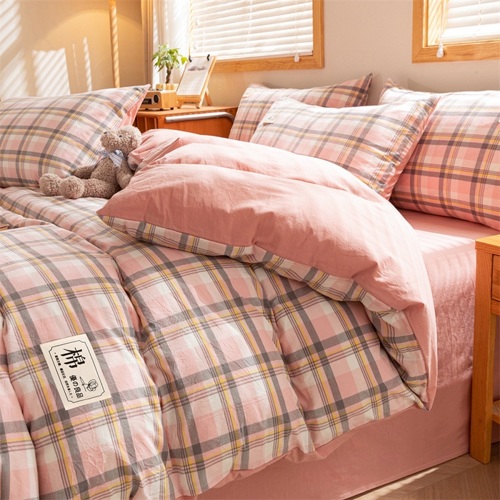 91家纺网 家纺一手货源 找家纺 恋人优选 2025新款A类全棉纯棉水洗棉系列(AB版)四件套 莫妮粉+脏粉(AB版)