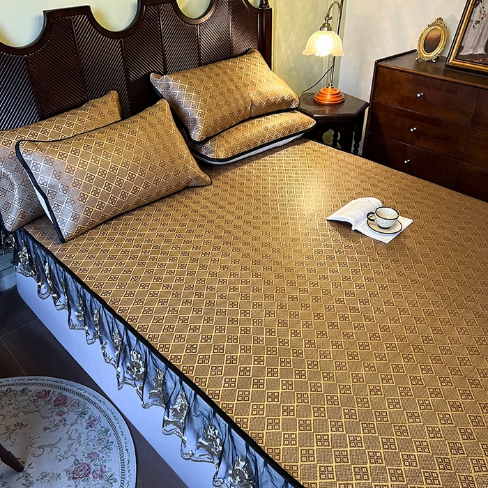 91家纺网 家纺一手货源 找家纺 2025新款藤席（床笠款）-夏日记忆系列 茶色