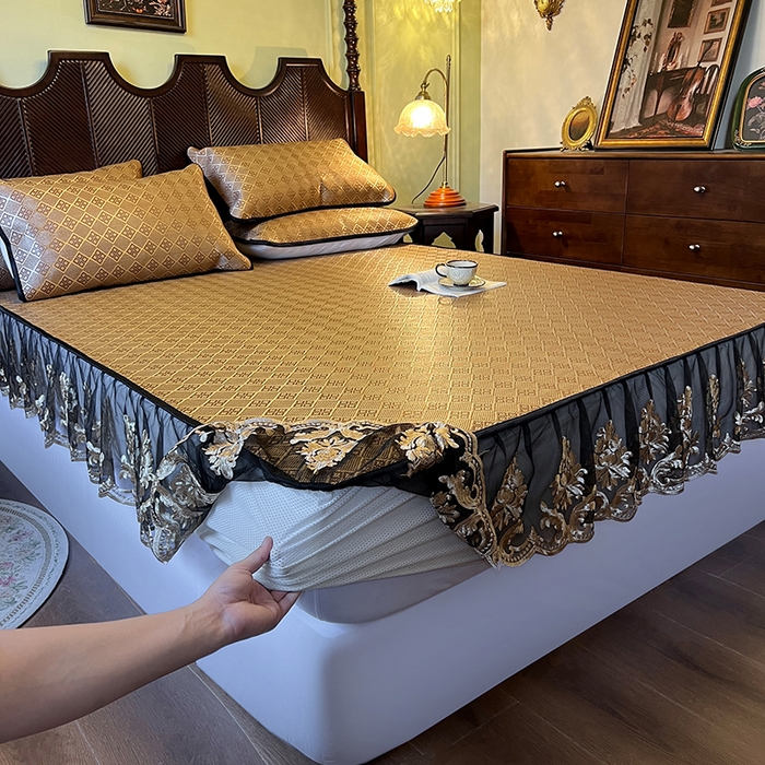 91家纺网 家纺一手货源 找家纺 2025新款藤席（床笠款）-夏日记忆系列 茶色