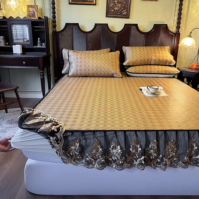 91家纺网 家纺一手货源 找家纺 2025新款藤席（床笠款）-夏日记忆系列 茶色