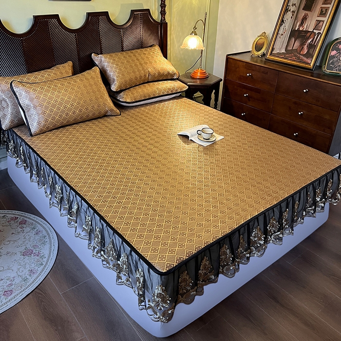 91家纺网 家纺一手货源 找家纺 2025新款藤席（床笠款）-夏日记忆系列 茶色