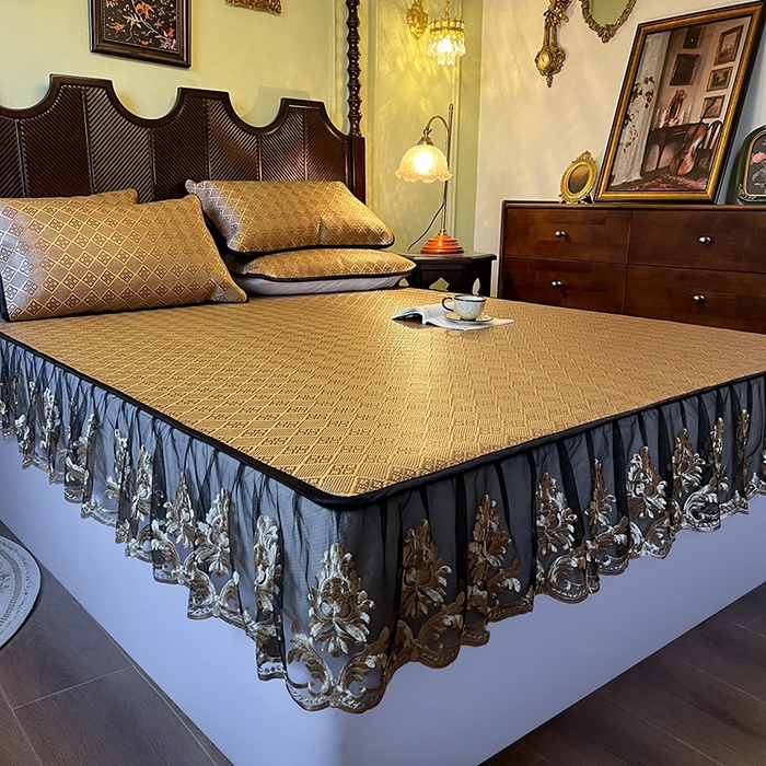 91家纺网 家纺一手货源 找家纺 2025新款藤席（床笠款）-夏日记忆系列 茶色