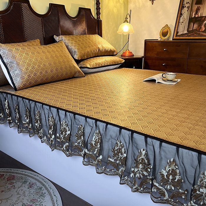 91家纺网 家纺一手货源 找家纺 2025新款藤席（床笠款）-夏日记忆系列 茶色