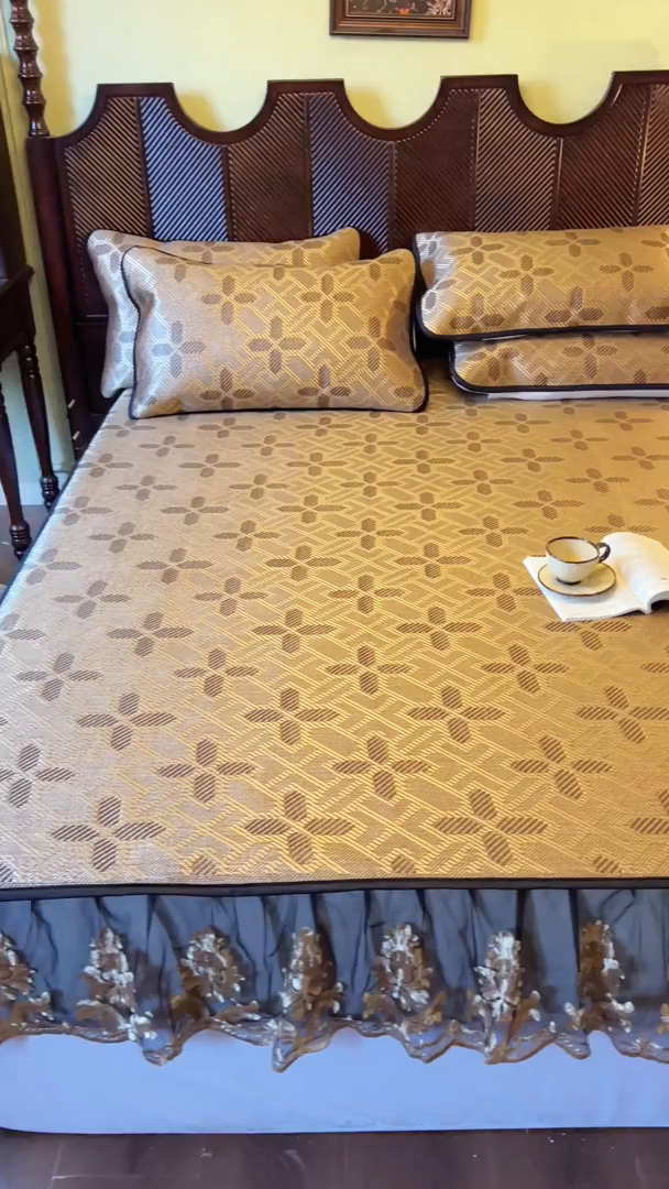 91家纺网 家纺一手货源 找家纺 2025新款藤席（床笠款）-夏日记忆系列 茶色