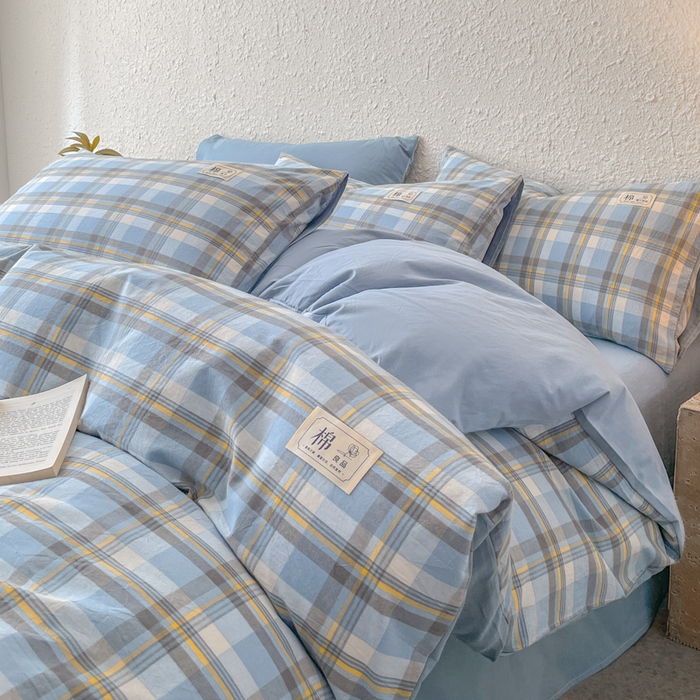 91家纺网 家纺一手货源 找家纺 恋人优选 2025新款A类全棉纯棉水洗棉系列(AB版)四件套 莫妮兰+浅兰(AB版)