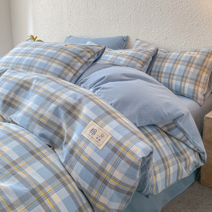 91家纺网 家纺一手货源 找家纺 恋人优选 2025新款A类全棉纯棉水洗棉系列(AB版)四件套 莫妮兰+浅兰(AB版)