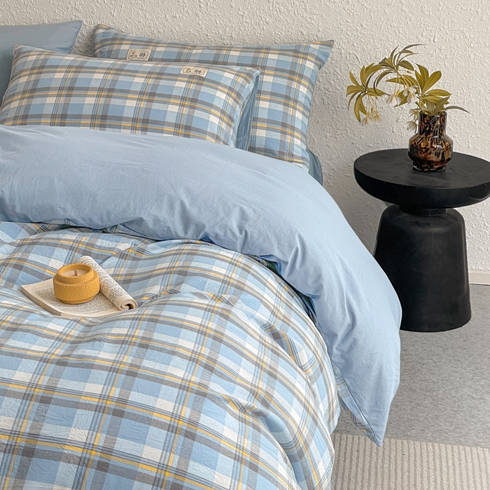 91家纺网 家纺一手货源 找家纺 恋人优选 2025新款A类全棉纯棉水洗棉系列(AB版)四件套 莫妮兰+浅兰(AB版)