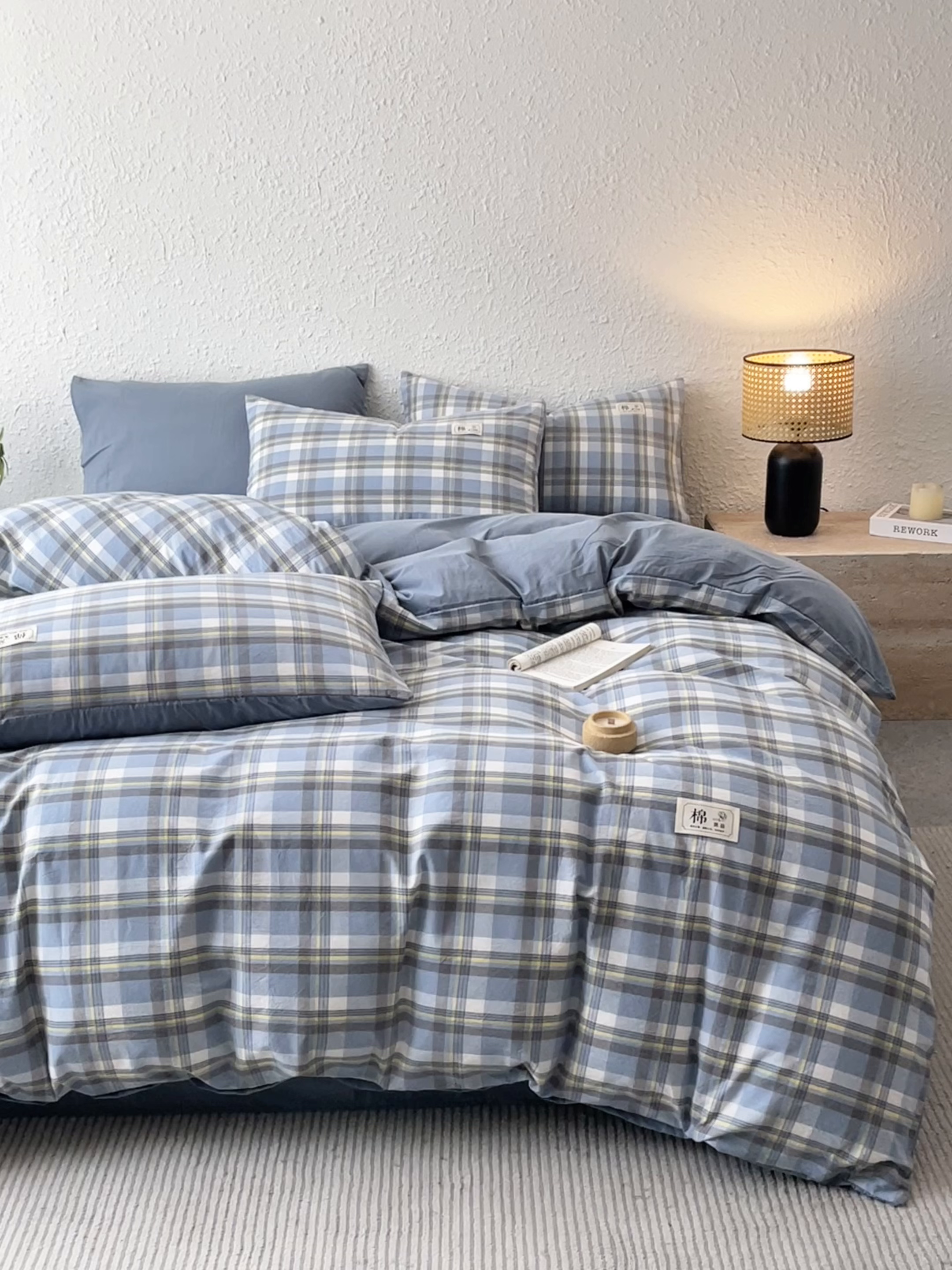 91家纺网 家纺一手货源 找家纺 恋人优选 2025新款A类全棉纯棉水洗棉系列(AB版)四件套 莫妮兰+浅兰(AB版)